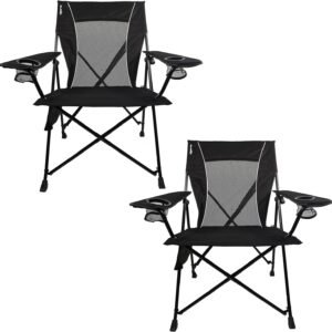 Dual Lock Portable Chair with Cooler - Vik Black, Folding, Camping, 300 lb Capacity, 2 Cup Holders