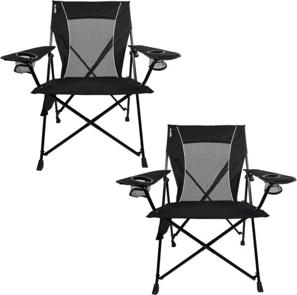Dual Lock Portable Chair with Cooler - Vik Black, Folding, Camping, 300 lb Capacity, 2 Cup Holders