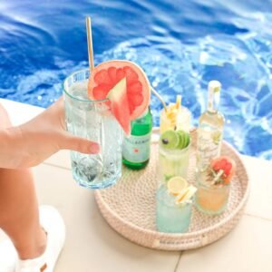 Shatterproof Tritan Plastic Tall Tumbler, Set of 4, 18oz - Myrtle Beach Drinking Glasses - Unbreakable Drinking Glasses for Parties - BPA Free - Teal