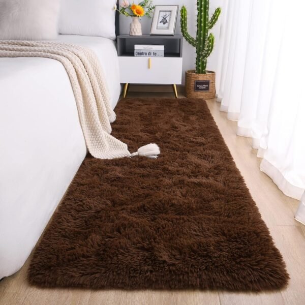Soft Runner Rugs for Bedroom Living Room Plush Fluffy Rug 2x6 Feet, Shag Furry Area Rug Carpet Non Shedding for Nursery Children Kids Girls Room Home Decorative, Grey