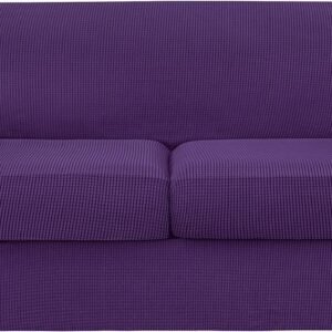 4 Piece Sofa Cover High Stretch Couch Slipcover for 3 Cushion Soft Sofa Slipcover Jacquard Fabric Furniture Covers with Elastic Bottom Machine Washable(Light Gray,Large)