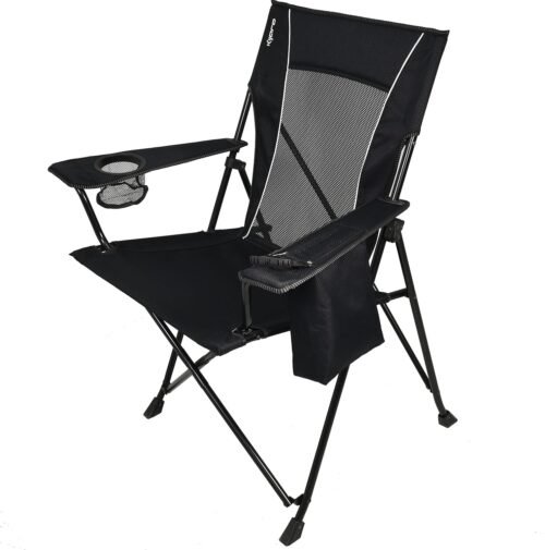 Dual Lock Portable Chair with Cooler - Vik Black, Folding, Camping, 300 lb Capacity, 2 Cup Holders