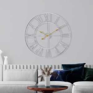 Large Wall Clock for Living Room Decor, (40CM) 16 Inch Wall Clock Decorative, Metal Analog Roman Numeral Wall Clock Modern Wall Clocks - Large Clock Home Decor (Gold)