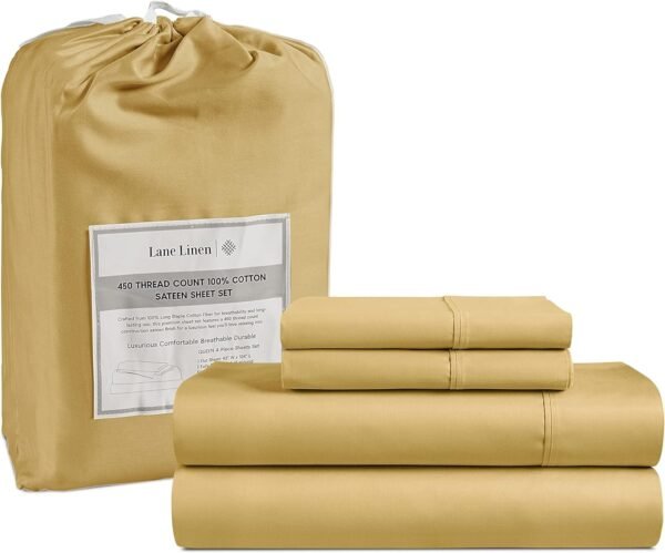 Queen Sheet Set, 4 Pc Queen Size Sheets Set, 450 Thread Count 100% Cotton Sheets, Cooling Sheets Queen Size, Soft and Breathable Bed Sheets Queen, Deep Pocket Queen Sheets - Ivory