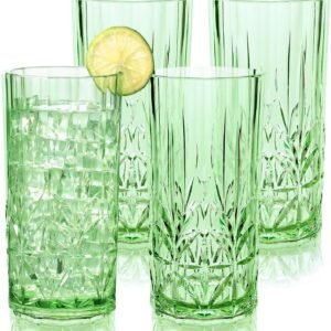 Shatterproof Tritan Plastic Tall Tumbler, Set of 4, 18oz - Myrtle Beach Drinking Glasses - Unbreakable Drinking Glasses for Parties - BPA Free - Teal