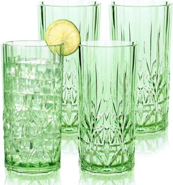 Shatterproof Tritan Plastic Tall Tumbler, Set of 4, 18oz - Myrtle Beach Drinking Glasses - Unbreakable Drinking Glasses for Parties - BPA Free - Teal