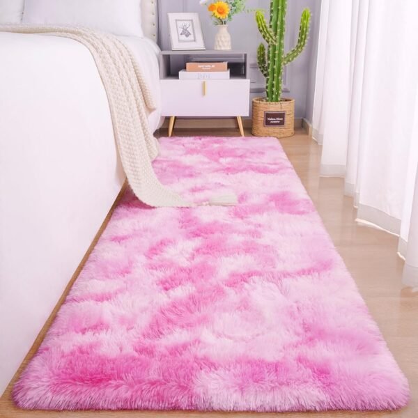 Soft Runner Rugs for Bedroom Living Room Plush Fluffy Rug 2x6 Feet, Shag Furry Area Rug Carpet Non Shedding for Nursery Children Kids Girls Room Home Decorative, Grey