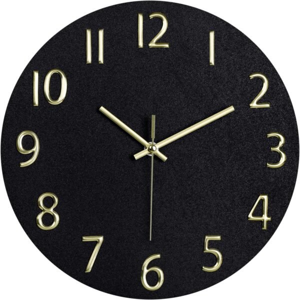 Wall Clocks Battery Operated, 12 Inch Silent Non Ticking Wood Modern Wall Clock, Quartz White and Gold Wall Clock Decorative for Living Room Decor Kitchen Bedroom Office Home