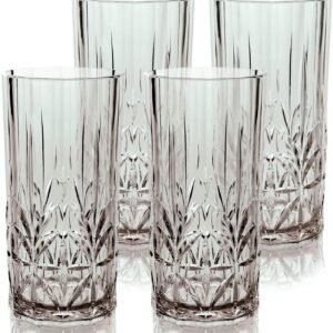 Shatterproof Tritan Plastic Tall Tumbler, Set of 4, 18oz - Myrtle Beach Drinking Glasses - Unbreakable Drinking Glasses for Parties - BPA Free - Teal