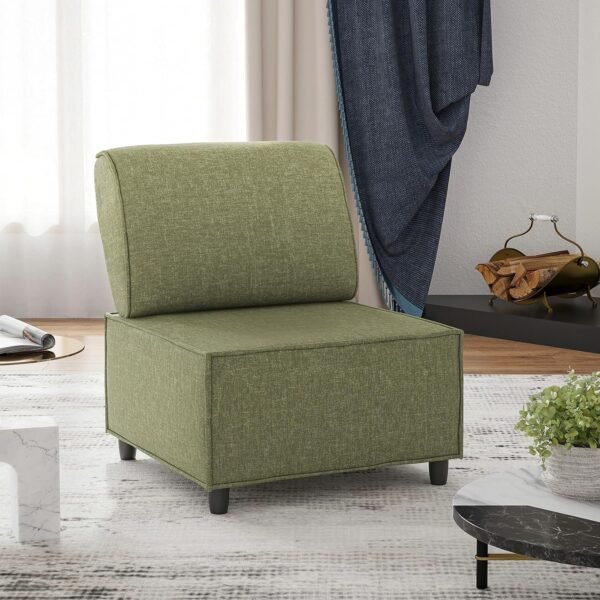 Living Room Chairs, Fabric Bedroom Accent Chair, Accent Chair, Armless Accent Chair with Back, Upholstery Chair with Wood Leg for Living Room, Oversized Chair with Removable Cover