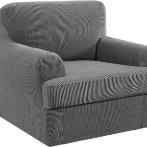 H.VERSAILTEX High Stretch Jacquard 2 Pieces Sofa Cover Couch Cover Furniture Sofa Slip Covers for Living Room, Polyester Spandex Jacquard Fabric Suit for T Cushion/Box Cushion (Sofa 72"-88", Navy)