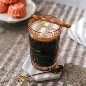 Hobnail Beaded Floral Rose Gold Drinking Glasses Set of 6, (13 oz) Vintage Glassware Set Cocktail Glass Set, Juice Glass, Water Cups | Great Hostess Gift & Gift for New Home Owners