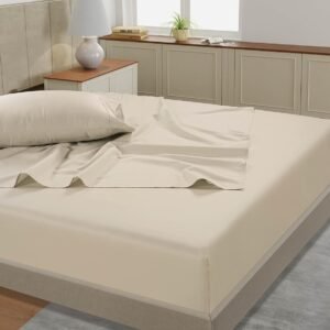 Queen Sheet Set, 4 Pc Queen Size Sheets Set, 450 Thread Count 100% Cotton Sheets, Cooling Sheets Queen Size, Soft and Breathable Bed Sheets Queen, Deep Pocket Queen Sheets - Ivory