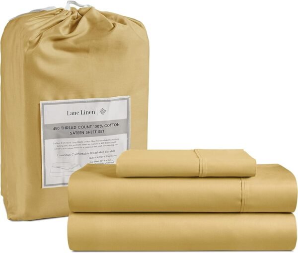 Queen Sheet Set, 4 Pc Queen Size Sheets Set, 450 Thread Count 100% Cotton Sheets, Cooling Sheets Queen Size, Soft and Breathable Bed Sheets Queen, Deep Pocket Queen Sheets - Ivory