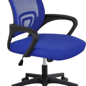Office Computer Desk Chair Swivel Rolling, Cute Task Chair Ergonomic Conference Room, Mesh Work Study Chair Basic Comfy Desktop Chair with Wheels Arms, Blue