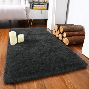 Soft Runner Rugs for Bedroom Living Room Plush Fluffy Rug 2x6 Feet, Shag Furry Area Rug Carpet Non Shedding for Nursery Children Kids Girls Room Home Decorative, Grey
