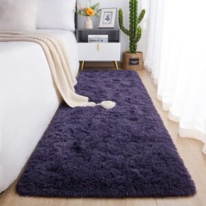 Soft Runner Rugs for Bedroom Living Room Plush Fluffy Rug 2x6 Feet, Shag Furry Area Rug Carpet Non Shedding for Nursery Children Kids Girls Room Home Decorative, Grey