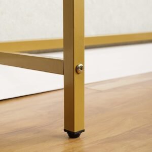 81PSsdouuOL._AC_SL1500.jpg Console Table for Entryway, Faux Marble MDF Sofa Table with Golden Frame (Single Layer, White Marble)