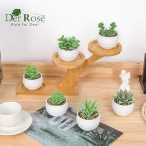 Set of 6 Succulents Plants Artificial in Pots Small Fake Plants for Bedroom Aesthetic Living Room Office Shelf Bathroom Decor