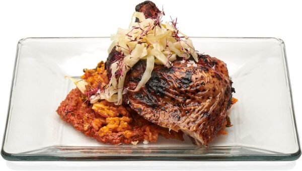 Glass Dinnerware Set, Sleek Square Clear Glass Plates and Bowls Set of 12, Dishwasher Safe Glass Dishes Set for Dinners and Parties