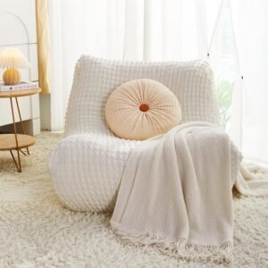 Single Seated Foam Sofa Covers, One Piece 3D High Density Couch Covers, Removable and Machine Washable Covers, Universally Matched with All Floor Sofas On The Market (Seersucker Milky White)