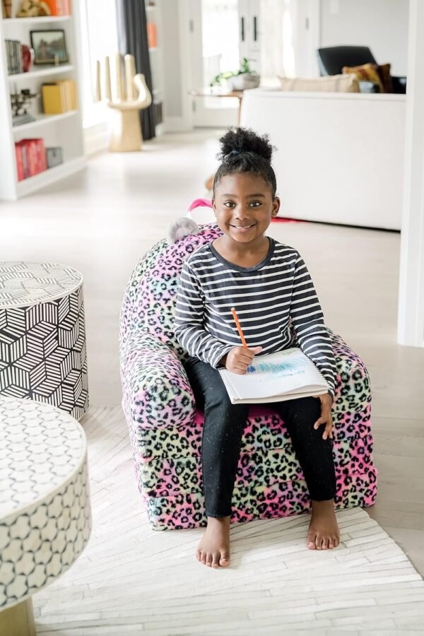 Soft Landing Elite Premium Character Sofa Seat & Transformable Fold-Out Lounger with Carrying Handle – Leopard