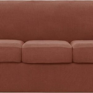 4 Piece Sofa Cover High Stretch Couch Slipcover for 3 Cushion Soft Sofa Slipcover Jacquard Fabric Furniture Covers with Elastic Bottom Machine Washable(Light Gray,Large)