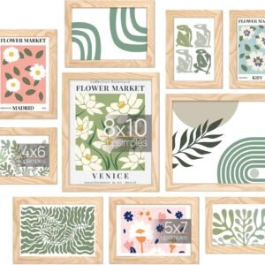 10 Pack Picture Frames Collage Wall Decor with Glass, Gallery Wall Frame Set for Wall Mounting or Tabletop Display, Multi Sizes Including 8x10, 5x7, 4x6 Family Photo Frames, Black