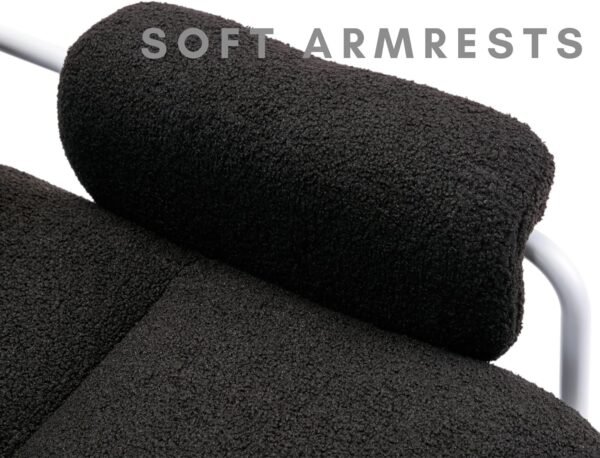 81RUhzShD-L._AC_SL1500.jpg Black Sherpa Accent Chair Mid Century Modern Living Room Chairs with Metal Legs Comfy Upholstered Reading Single Wide Armchair for Living Room/Bedroom/Guest Room/Lounge