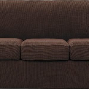 4 Piece Sofa Cover High Stretch Couch Slipcover for 3 Cushion Soft Sofa Slipcover Jacquard Fabric Furniture Covers with Elastic Bottom Machine Washable(Light Gray,Large)