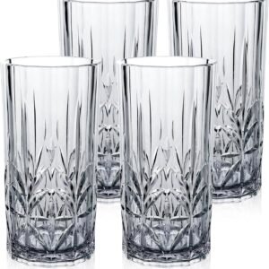 Shatterproof Tritan Plastic Tall Tumbler, Set of 4, 18oz - Myrtle Beach Drinking Glasses - Unbreakable Drinking Glasses for Parties - BPA Free - Teal