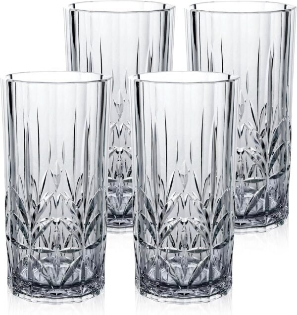 Shatterproof Tritan Plastic Tall Tumbler, Set of 4, 18oz - Myrtle Beach Drinking Glasses - Unbreakable Drinking Glasses for Parties - BPA Free - Teal