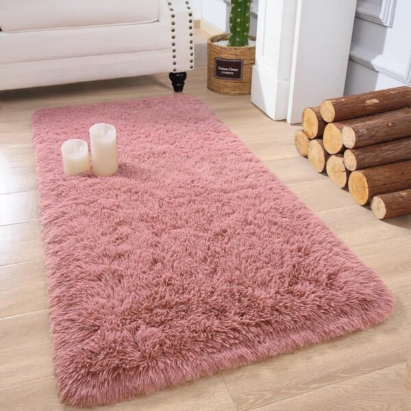 Soft Runner Rugs for Bedroom Living Room Plush Fluffy Rug 2x6 Feet, Shag Furry Area Rug Carpet Non Shedding for Nursery Children Kids Girls Room Home Decorative, Grey