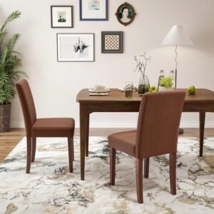 Dining Chairs, Kitchen Chairs Set of 2 with Solid Wood Legs, Armless Upholstered Indoor Kitchen Dining Room Chairs for Dining Room, Kitchen Chairs Parson Chairs