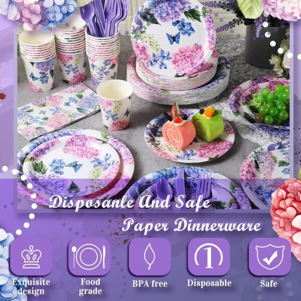 400 Pcs Flower Plates and Napkins for 50 Guests Baby Bridal Shower Party Decorations Disposable Dinnerware Set Disposable Plates Napkins Cups Set for Summer Christmas Party Supplies