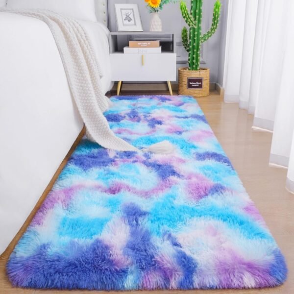 Soft Runner Rugs for Bedroom Living Room Plush Fluffy Rug 2x6 Feet, Shag Furry Area Rug Carpet Non Shedding for Nursery Children Kids Girls Room Home Decorative, Grey