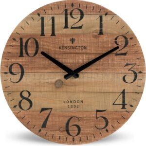 Farmhouse Black Wall Clock - 12 Inch Quartz Battery Operated Vintage Wooden Decorative Silent Analog Clock for Kitchen, Living Room, Bedroom, Office