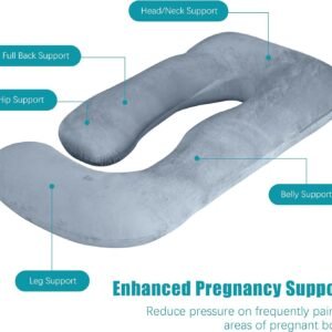 81dk4OK11WL._AC_SL1500.jpg Cute Castle Pregnancy Pillows, Soft U-Shape Maternity Pillow with Removable Cover - Full Body Pillows for Adults Sleeping - Pregnancy Must Haves - Jumbo 57 Inch - Grey