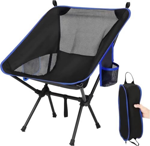 Portable Camping Chair, Lightweight Folding Chair Beach Chair with Side Pockets for Outdoor Camp, Backpacking, Travel, Beach, Picnic, Hiking