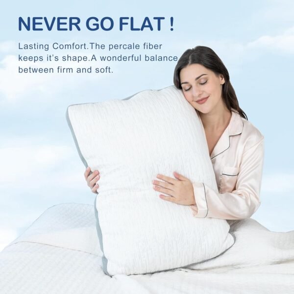 Pillows Queen Size Set of 2 - Rayon Derived from Bamboo Cool Cover, Soft Down Alternative Fluffy Filling, Cooling Breathable Pillow, Adjustbale Pillows for Side Back Stomach Sleepers