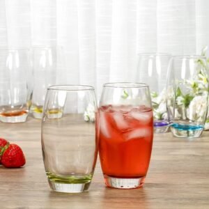 Large 16 oz Multicolored Drinking Glass Set of 6 for Water, Beverage, Cocktail, Mixed Drinks