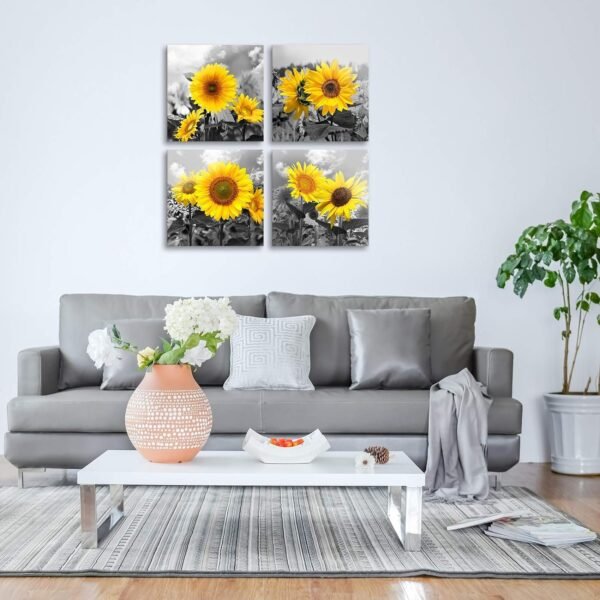 81h_u5OiaAL._AC_SL1500.jpg Wall Art Decor - 4 Panels Sunflower Canvas Wall Art Giclee Modern Home Decoration Watercolor Poster Canvas Picture for Living Room Ready to Hang