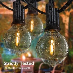 81hhw2WFMaL._AC_SL1500.jpg Outdoor String Lights 60 Feet G40 Globe Patio Lights with 32 Edison Shatterproof Bulbs(2 Spare), Waterproof Connectable Hanging Christmas Lights for Backyard Porch Balcony Party Xmas Decor
