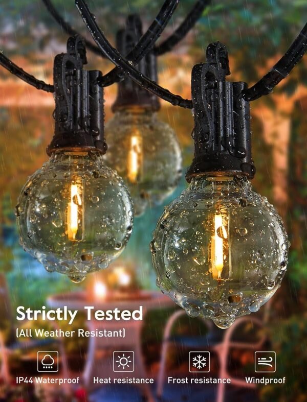 81hhw2WFMaL._AC_SL1500.jpg Outdoor String Lights 60 Feet G40 Globe Patio Lights with 32 Edison Shatterproof Bulbs(2 Spare), Waterproof Connectable Hanging Christmas Lights for Backyard Porch Balcony Party Xmas Decor