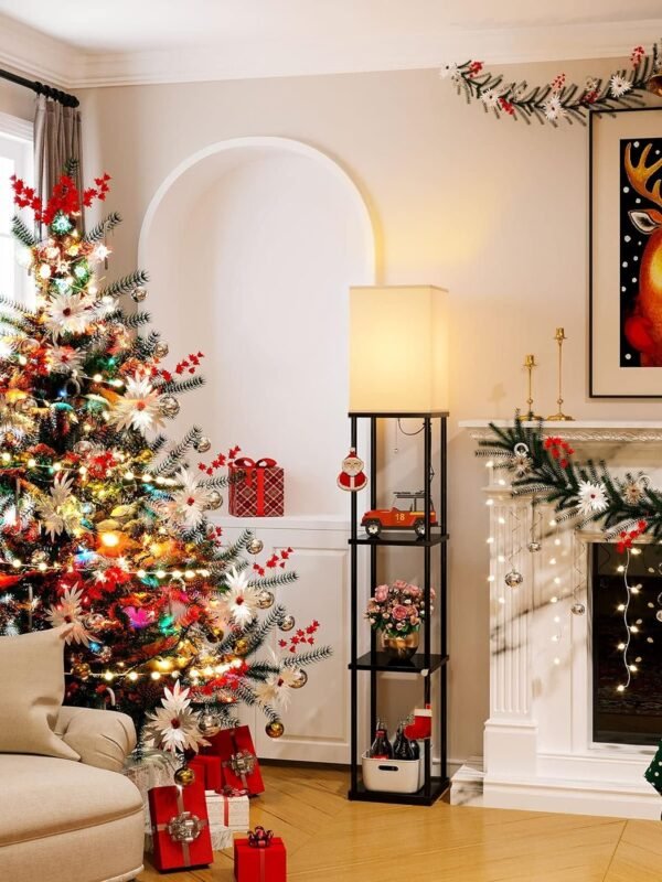 81i6-UmQR-L._AC_SL1500.jpg Floor Lamp with Shelves, 4-Tier Modern Shelf Floor Lamp with 3CCT LED Bulb, Display Lamp for Living Room, Bedroom and Office - Black