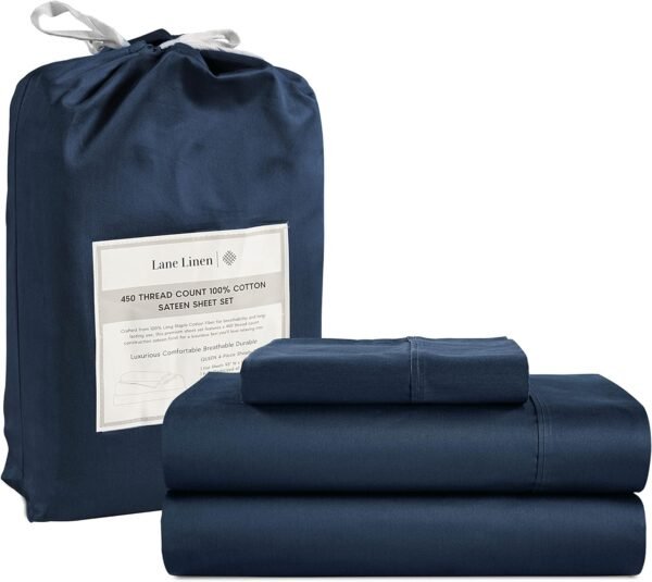 Queen Sheet Set, 4 Pc Queen Size Sheets Set, 450 Thread Count 100% Cotton Sheets, Cooling Sheets Queen Size, Soft and Breathable Bed Sheets Queen, Deep Pocket Queen Sheets - Ivory