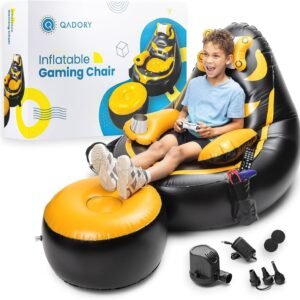 81iMAisyGNL._AC_SL1500.jpg Gaming Chair for Kids- Air Pump and Gift Included 3-in-1, Inflatable Chair for Kids- Kids Gaming Chair- Kids Gaming Chair 8-12- Gamer Chair for Kids, Black