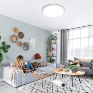 81k0ER1g8KL._AC_SL1500.jpg LED Flush Mount Ceiling Light Fixture, 5000K Daylight White, 2400LM, 12 Inch 24W White Round Flat Ceiling Lights, 240W Equiv. Non-Dimmable