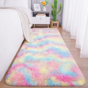 Soft Runner Rugs for Bedroom Living Room Plush Fluffy Rug 2x6 Feet, Shag Furry Area Rug Carpet Non Shedding for Nursery Children Kids Girls Room Home Decorative, Grey