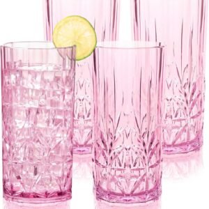 Shatterproof Tritan Plastic Tall Tumbler, Set of 4, 18oz - Myrtle Beach Drinking Glasses - Unbreakable Drinking Glasses for Parties - BPA Free - Teal